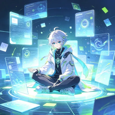 与地球网络光点相伴的动漫风插画